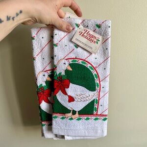 NWT Vintage Festive Holiday Silly Goose Hand Kitchen Towels